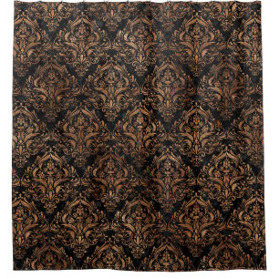 RIDEAUX DE DOUCHE PIERRE NOIRE DU MARBRE DAMASK1 ET DE BRUN