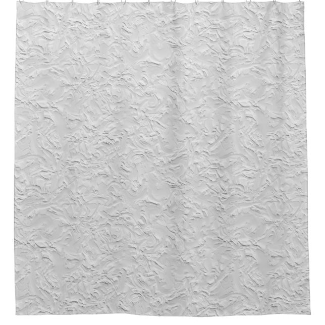 Rideaux De Douche Pierre texturée blanche, Art Abstrait monochrome (Devant)