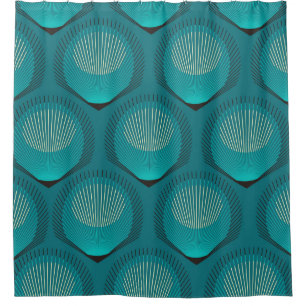 Rideaux De Douche Pierres Peacock Stylisées Carrelage bleu