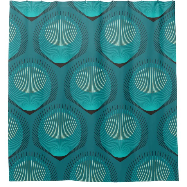 Rideaux De Douche Pierres Peacock Stylisées Carrelage bleu (Devant)