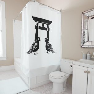 Rideaux De Douche Pigeons face aux Torii