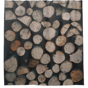 Rideaux De Douche Pile de bois brun