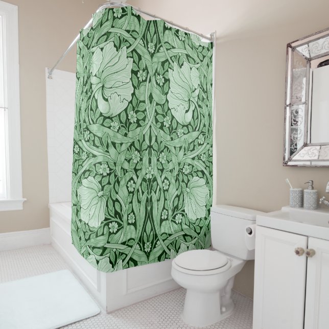 Rideaux De Douche Pimpernel Green, William Morris (En situation)