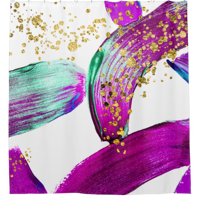 Rideaux De Douche Pinceau Ultra Violet : Art Abstrait (Devant)