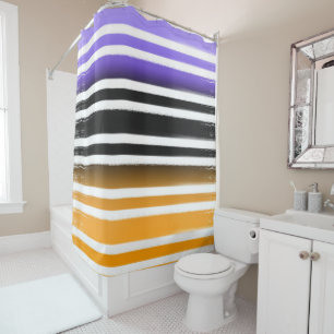 Rideaux De Douche Pinceau violet noir orange pinceau Halloween