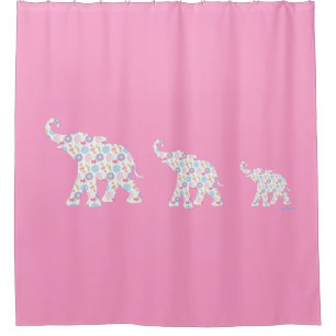 Rideaux De Douche PinElephants Aquarelle Fleur Motif mignonne Modern