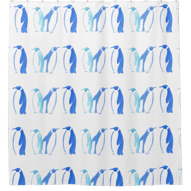 Rideaux De Douche Pingouins bleus (Devant)