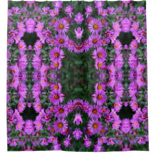 Rideaux De Douche Pink Autumn Aster Flowers Abstrait Art Motif