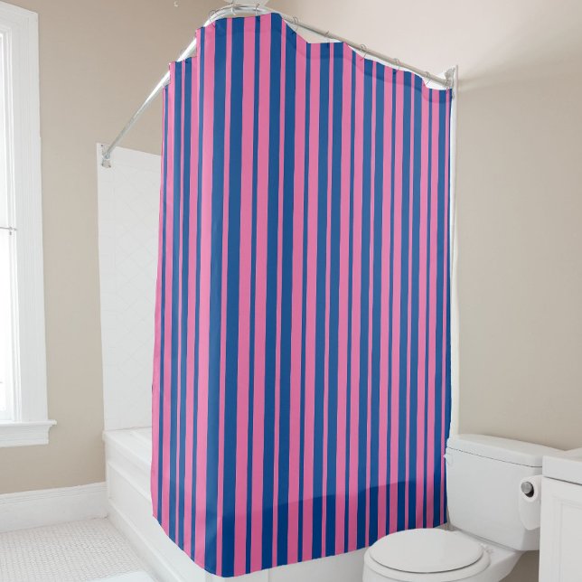 Rideaux De Douche Pink Blue Stylish Stripes Pattern Design  (Créateur téléchargé)