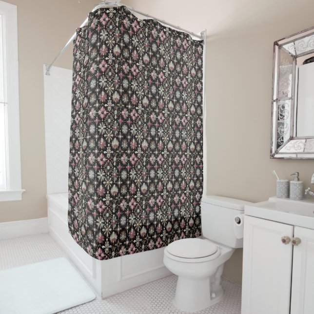 Rideaux De Douche Pink Diamonds Mid Century Modern Shower Curtain (En situation)