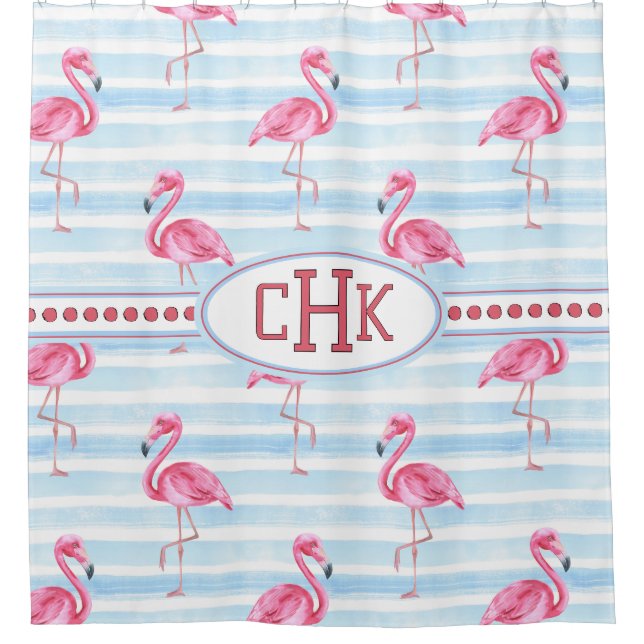 Rideaux De Douche Pink Flamingo Monogram (Devant)