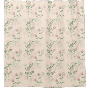 Rideaux De Douche Pink Green Retro Y2K les années 70 Fleur Motif