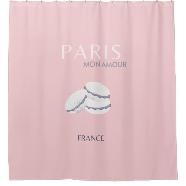 Rideaux De Douche Pink Paris Travel Art Pastel Preppy Macarons (Devant)