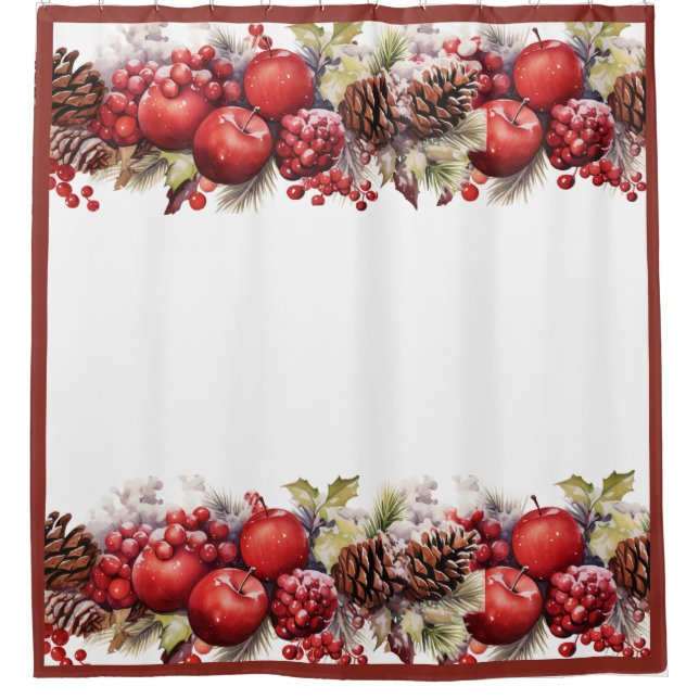 Rideaux De Douche Pins de pommes de Noël cônes Baies sèches (Devant)