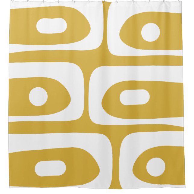 Rideaux De Douche Piquet moderne du siècle Abstrait moutarde & blanc (Devant)