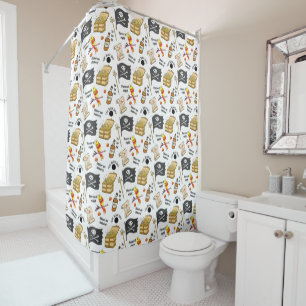 Rideaux De Douche Pirate Motif Treasure Island Main-Drawn