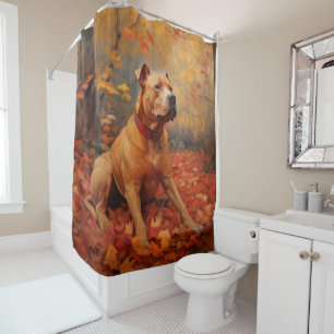 Rideaux De Douche Pitbull à l'automne Feuilles automne Inspiration