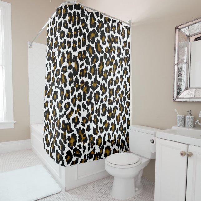 Rideaux De Douche PixDezines Leopard/do-it-yourself arrière - plan (En situation)