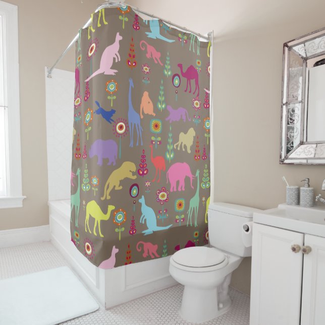 Rideaux De Douche PixDezines Safari Jungle/do-it-yourself Arrière -  (En situation)