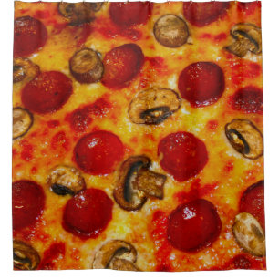 Rideaux De Douche Pizza au pepperoni et champignon
