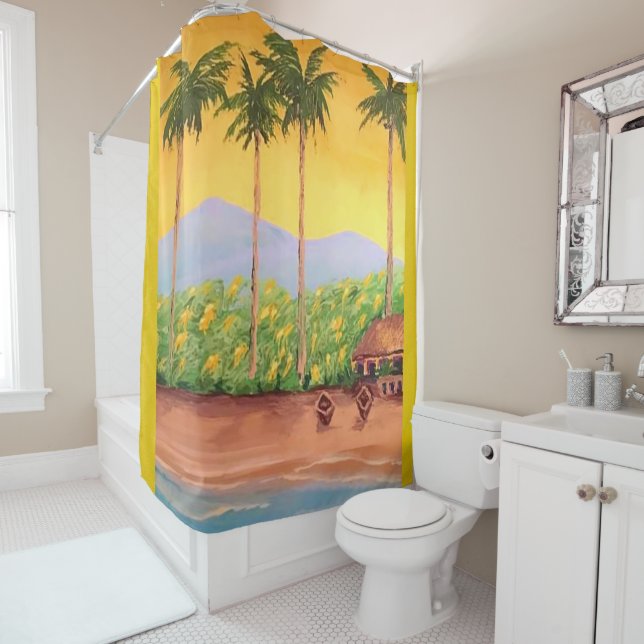 Rideaux De Douche Plage (En situation)