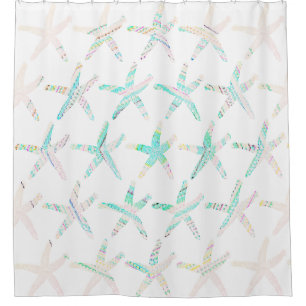 Rideaux De Douche Plage côtière de Starfish Multicolor Turquoise N