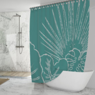 Rideaux De Douche Plage côtière Golfe Tropical Leaf Moderne Line Art