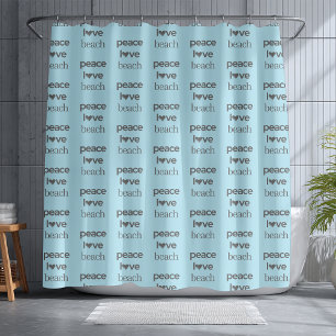Rideaux De Douche Plage de paix d'amour Vie côtière bleue Décor naut