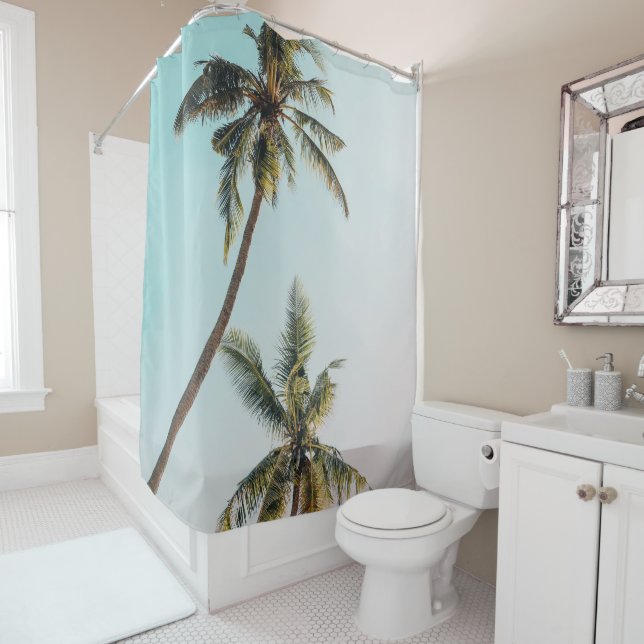 Rideaux De Douche Plage de palmiers tropicaux été (En situation)