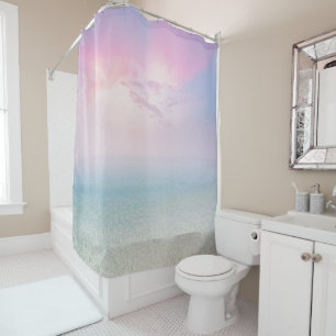 Rideaux De Douche Plage de sable paisible ciel rose