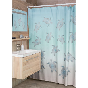 Rideaux De Douche Plage des tortues de mer d'argent