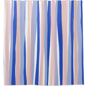 Rideaux De Douche Plage d'été bleu rose beige rayures