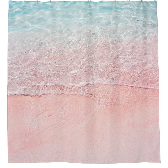 Rideaux De Douche Plage rose et vague (Devant)