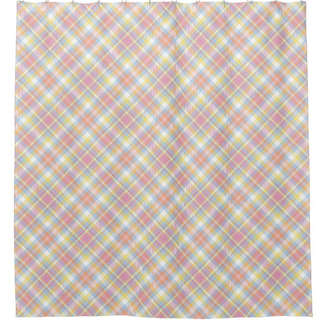 Rideaux De Douche Plaid en pastel de rayure (Devant)