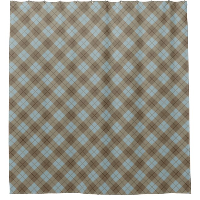Rideaux De Douche Plaid polarisé dans le bleu et le brun (Devant)