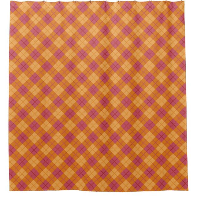Rideaux De Douche Plaid polarisé dans l'orange et le rose (Devant)