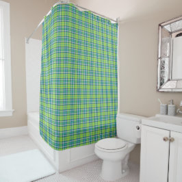 Rideaux De Douche Plaid vert chaux et turquoise
