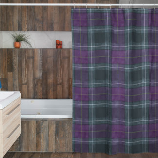 Rideaux De Douche Plaid vert pourpre