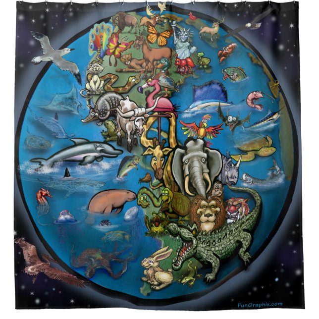 Rideaux De Douche Planète animale (Devant)