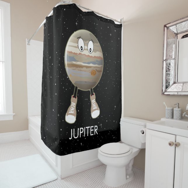 Rideaux De Douche Planète Jupiter & Étoiles (En situation)