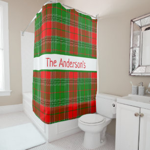Rideaux De Douche Plaqué tatan rouge et vert personnalisé