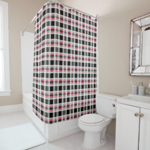 Rideaux De Douche Plat, rose, noir, blanc