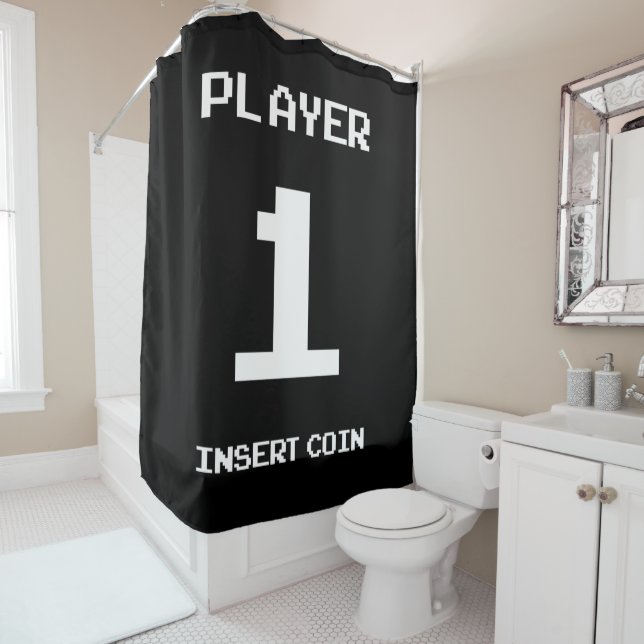Rideaux De Douche Player 1 gamer design (En situation)