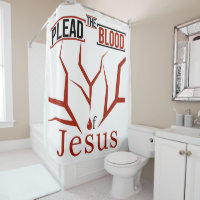 Plead the Blood of Jesus Douwer Curtain (Blanc)