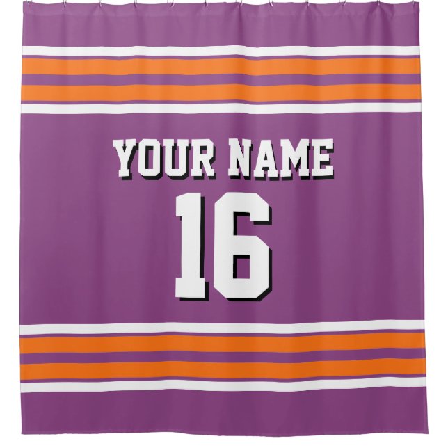 Rideaux De Douche Plum Violet Citrouille Orange Stripes Sport Jersey (Devant)