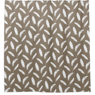 Rideaux De Douche Plumes blanches sur taupe Tan