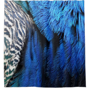 Rideaux De Douche Plumes bleues de paon de velours