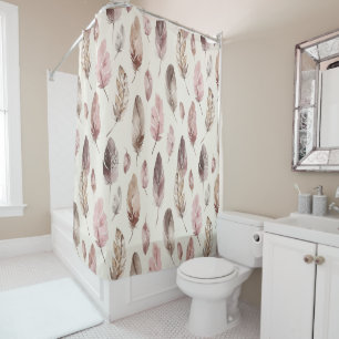 Rideaux De Douche Plumes Brown roses