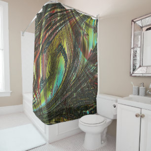 Rideaux De Douche Plumes de paon croisées foncées