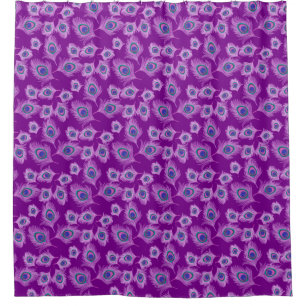 Rideaux De Douche Plumes d'orchidée Peacock sur Amethyst violet